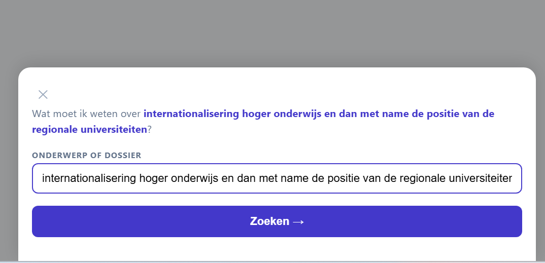 Vraag stellen in de Verkenner